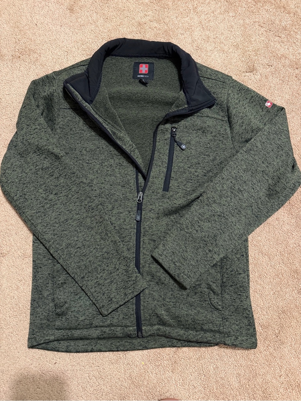 Swiss Tech Dark Olive Green Lightweight Full-Zip Shirt Jacket